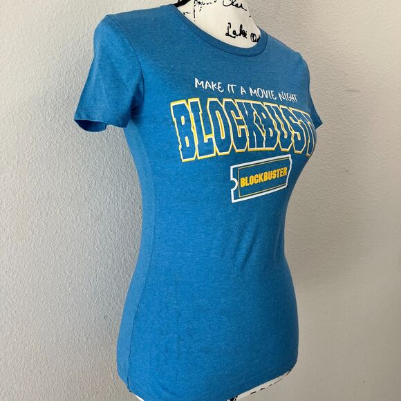 NWT Blockbuster "Make it a Movie Night" T-Shirt Blue XS - Picture 3 of 5